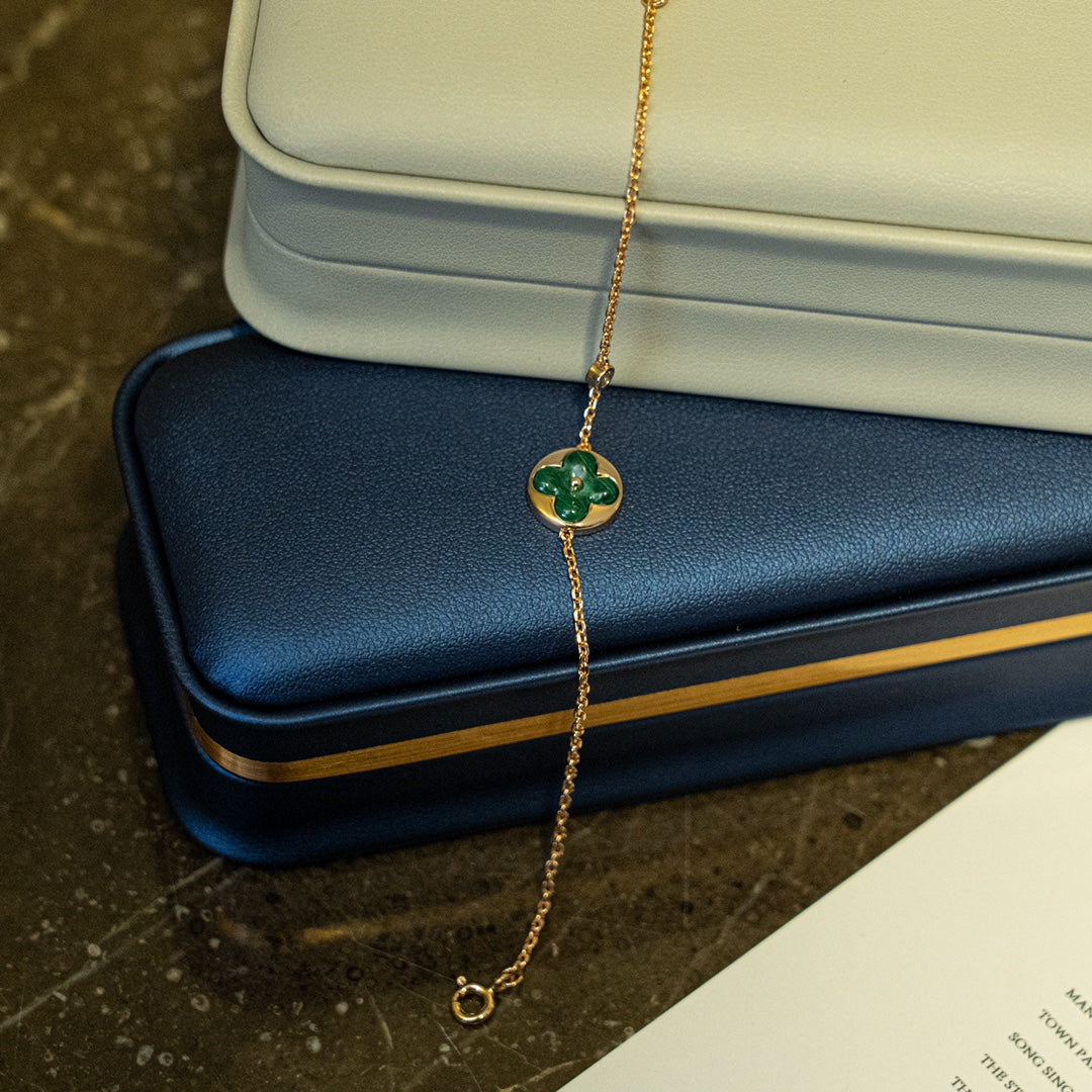 Mysitc SUN MALACHITE 1 DIAMOND PINK GOLD BRACELET