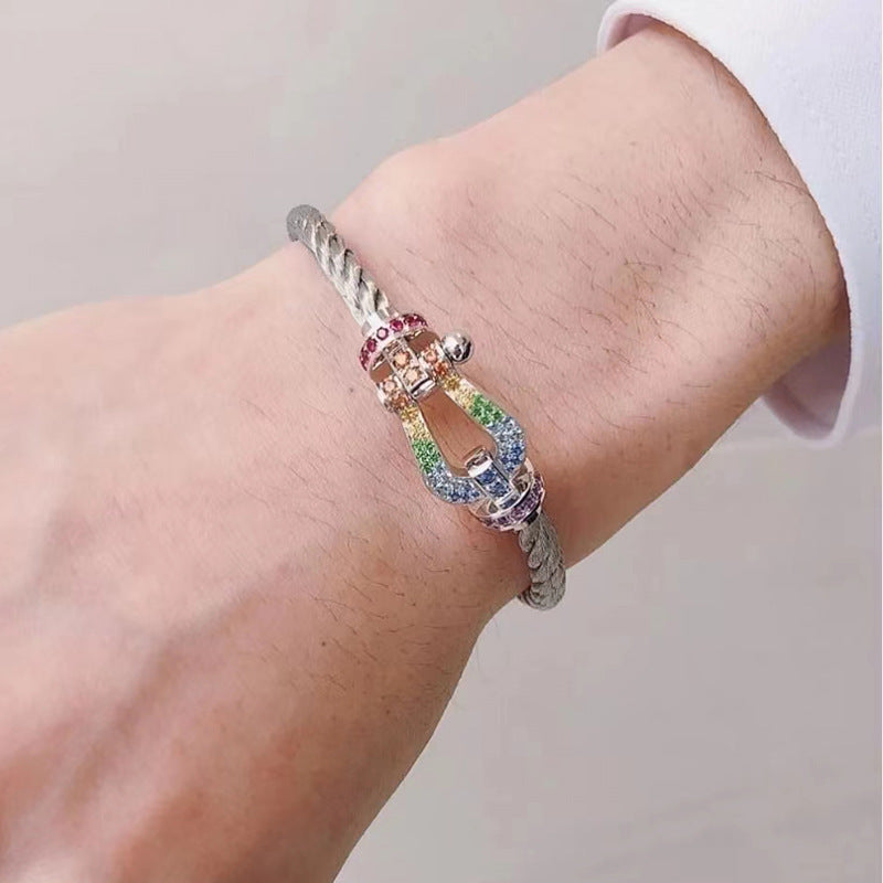 Mysitc FORC LARGE HORSESHOE COLORED DIAMOND BRACELET SILVER