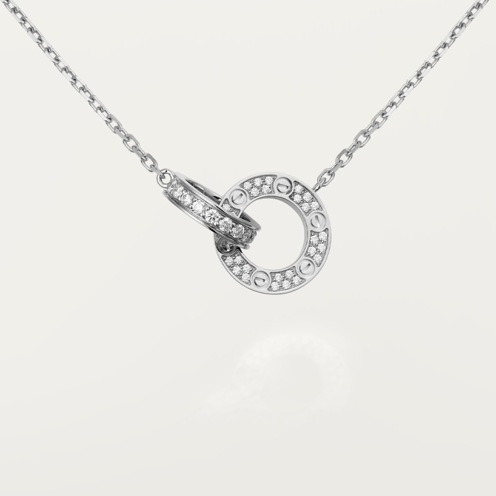 Mysitc LOVE 7.6MM NECKLACE ROSE GOLD AND SILVER FULL DIAMOND