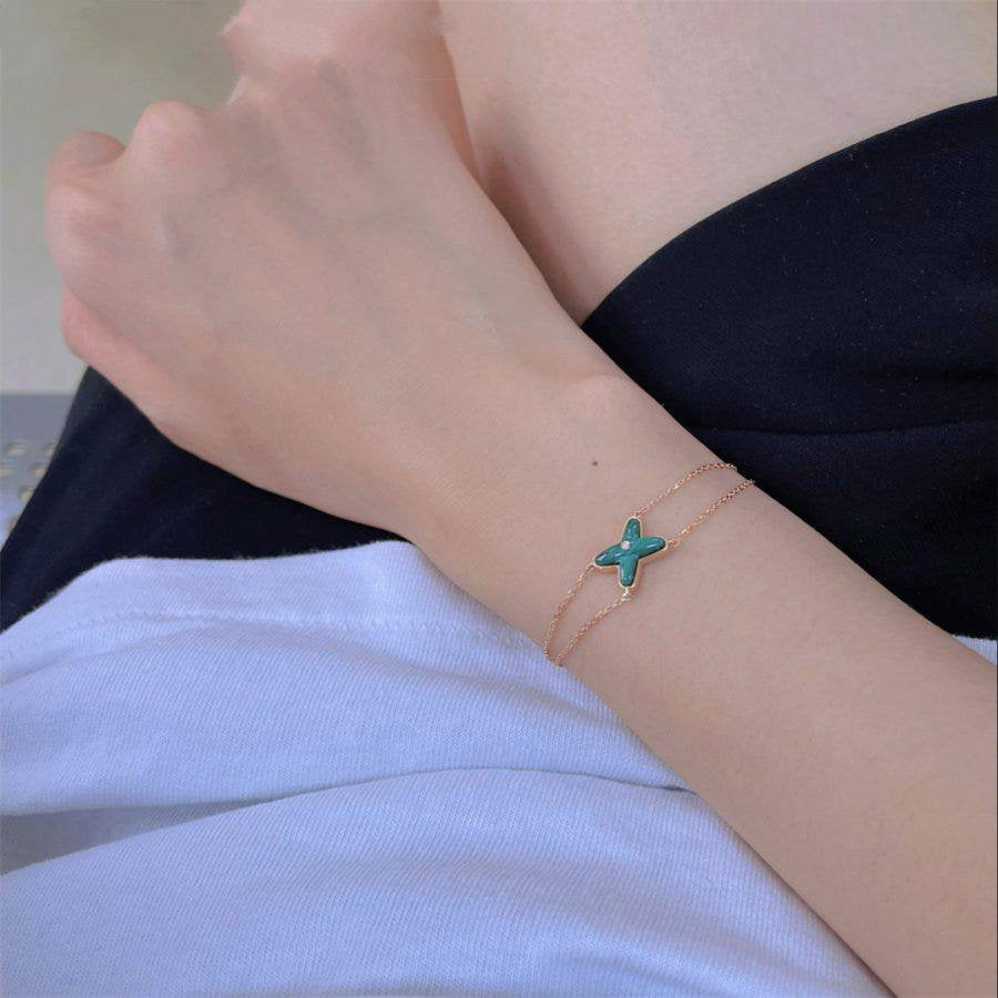 Mysitc JEUX BRACELET MALACHITE PINK GOLD 1 DIAMOND