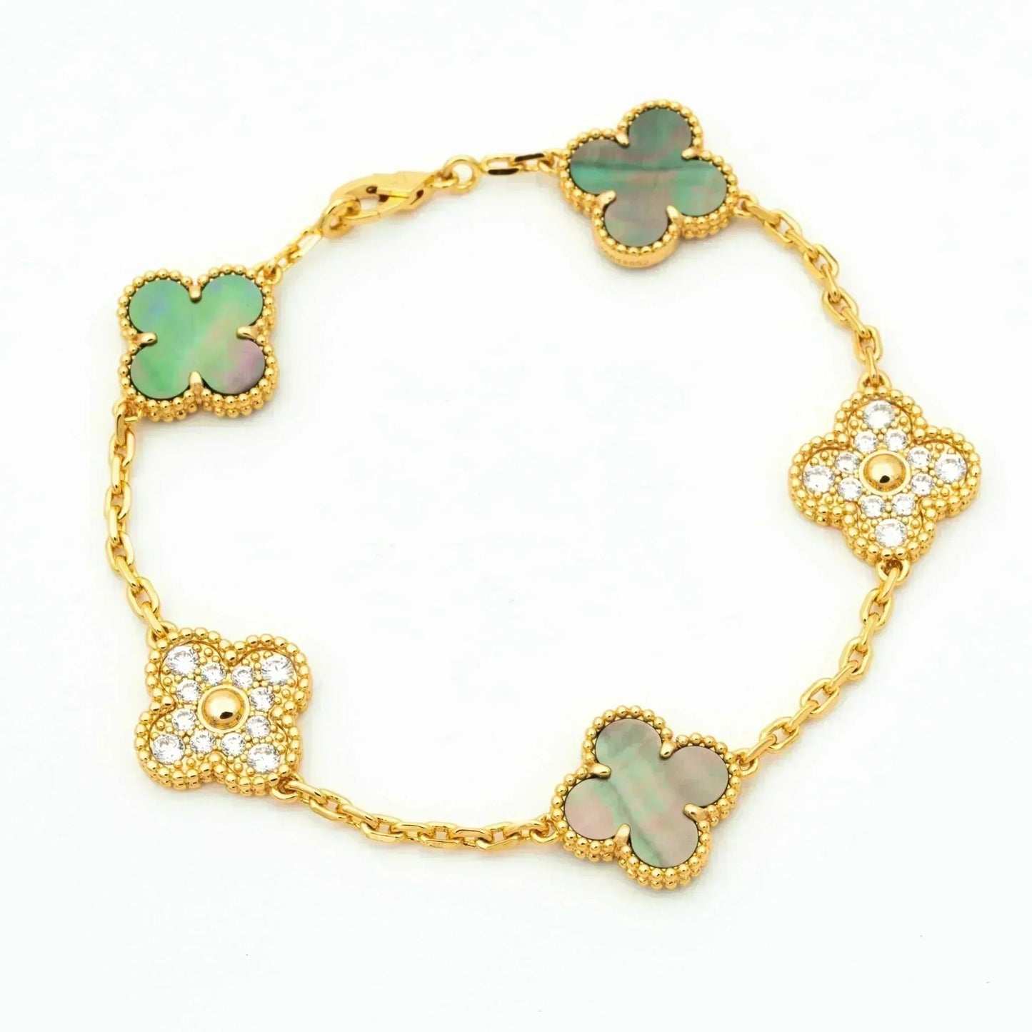 [Mystic] CLOVER 5 MOTIF GRAY MOP BRACELET COLLECTION