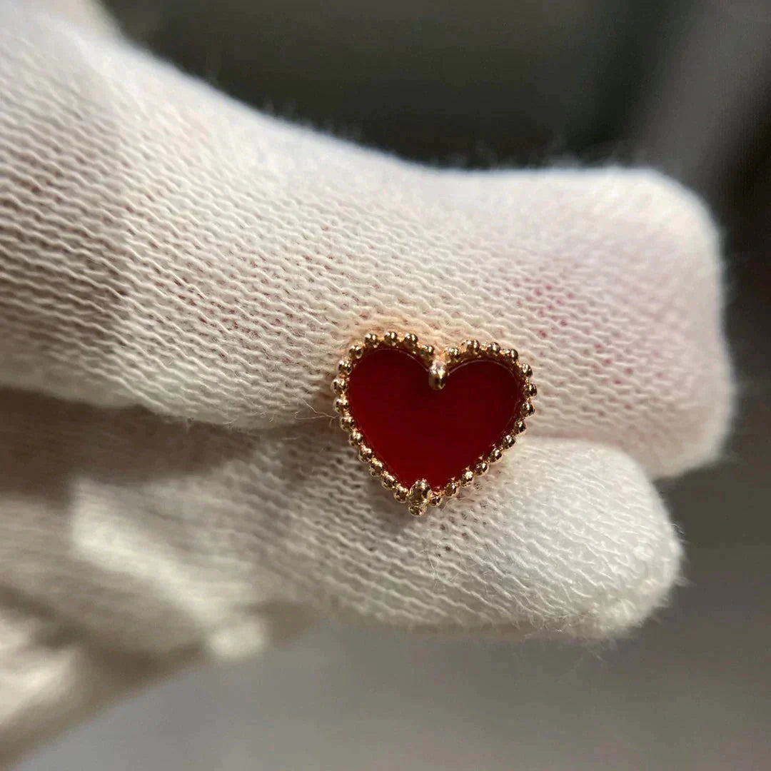 [Mystic]HEART CARNELIAN STUD EARRINGS