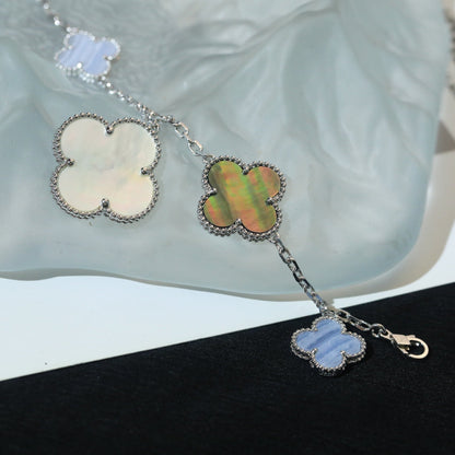 [Mystic]CLOVER BRACELET 5 MOTIFS MOP CHALCEDONY SILVER