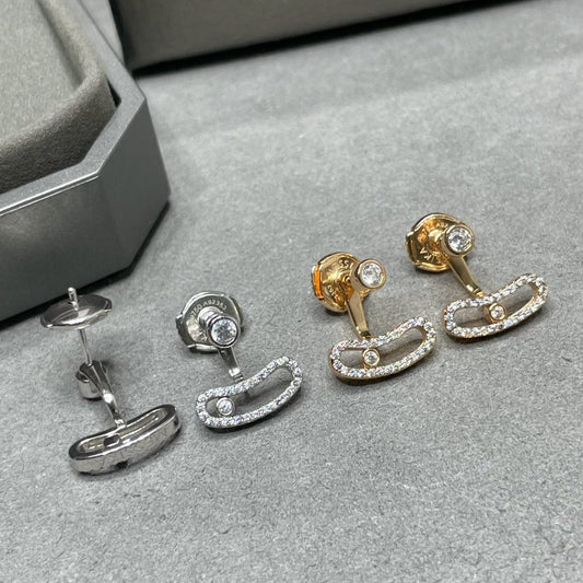 [Mysitc ] MOVE UNO PINK GOLD DIAMOND EARRINGS