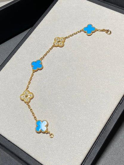 [Mystic] CLOVER 5 MOTIF BLUE AGATE BRACELET COLLECTION