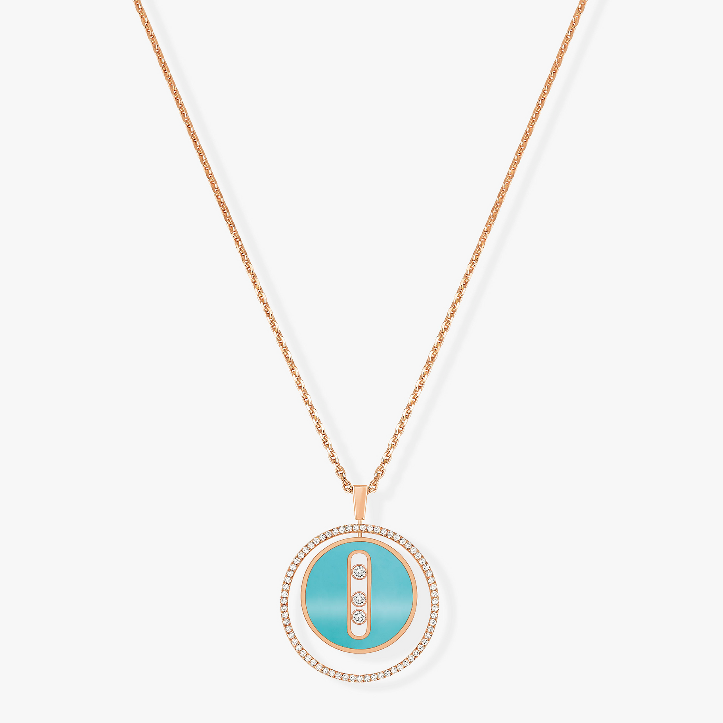 [Mystic ]Mystic  MOVE 3 DIAMONDS TURQUOISE PINK GOLD DIAMOND NECKLACE