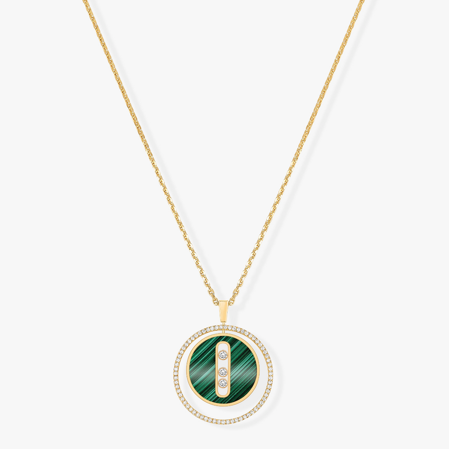 [Mystic ]Mystic  MOVE 3 DIAMOND MALACHITE GOLD DIAMOND NECKLACE