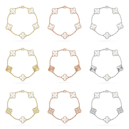 [Mystic]CLOVER WHITE PEARL MOP 5 MOTIF BRACELET COLLECTION