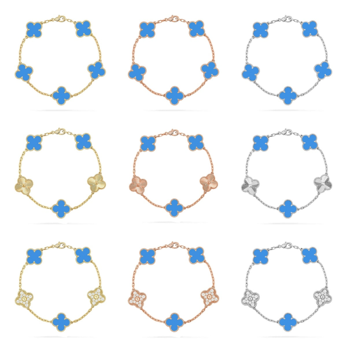 [Mystic] CLOVER 5 MOTIF BLUE AGATE BRACELET COLLECTION