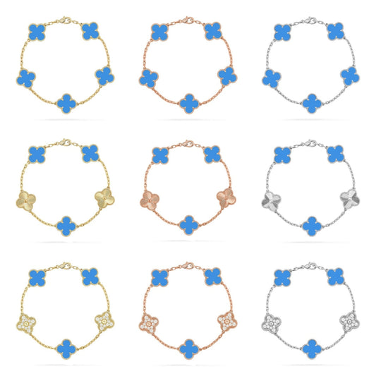 [Mystic] CLOVER 5 MOTIF BLUE AGATE BRACELET COLLECTION