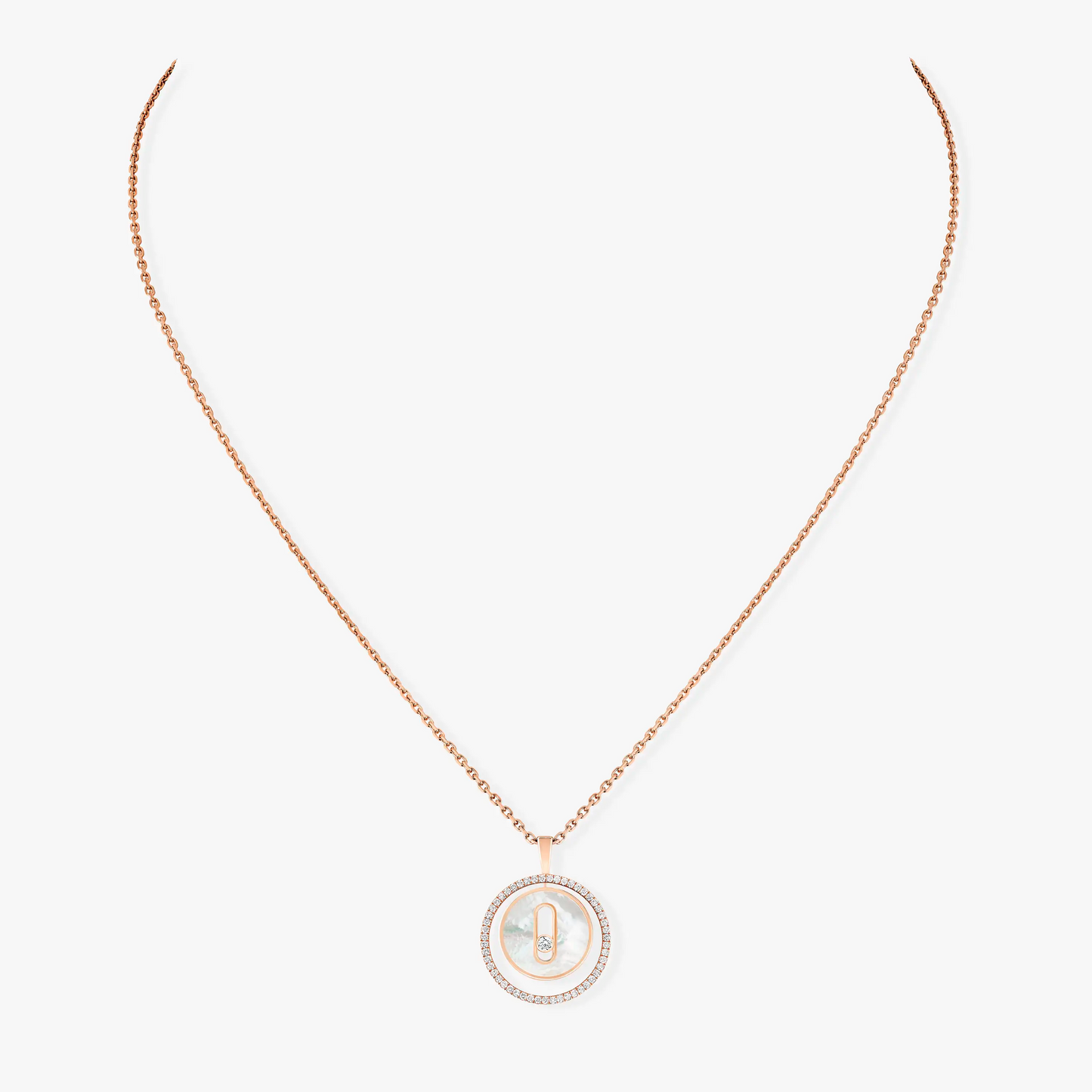[Mystic ]Mystic  MOVE 1 DIAMOND WHITE MOTHER OF PEARL PINK GOLD DIAMOND NECKLACE
