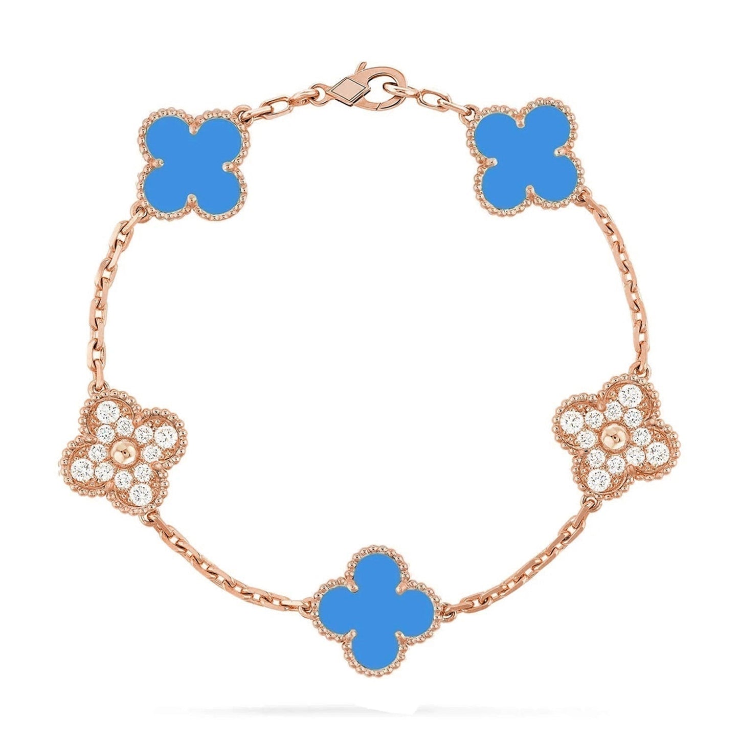 [Mystic] CLOVER 5 MOTIF BLUE AGATE BRACELET COLLECTION
