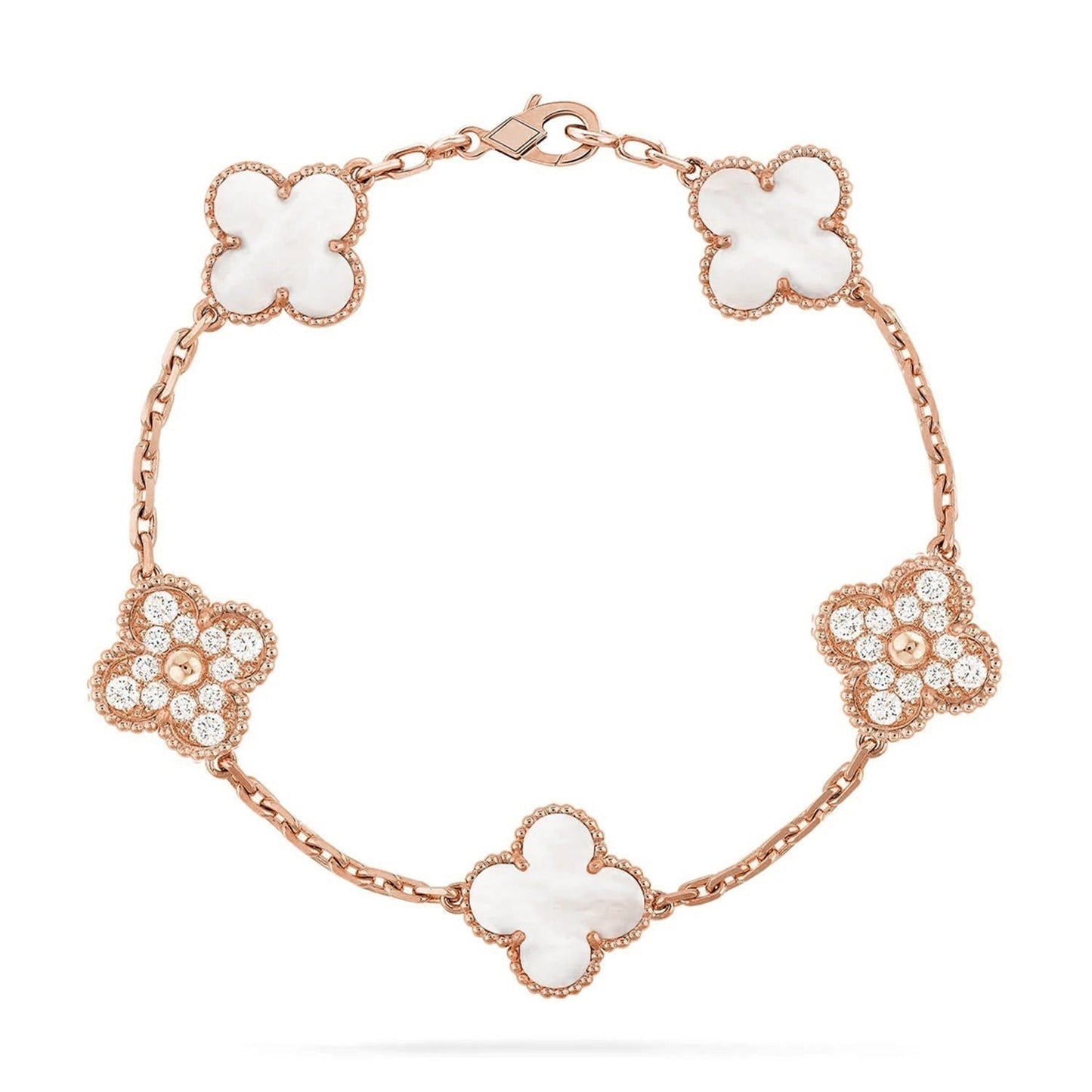 [Mystic]CLOVER WHITE PEARL MOP 5 MOTIF BRACELET COLLECTION