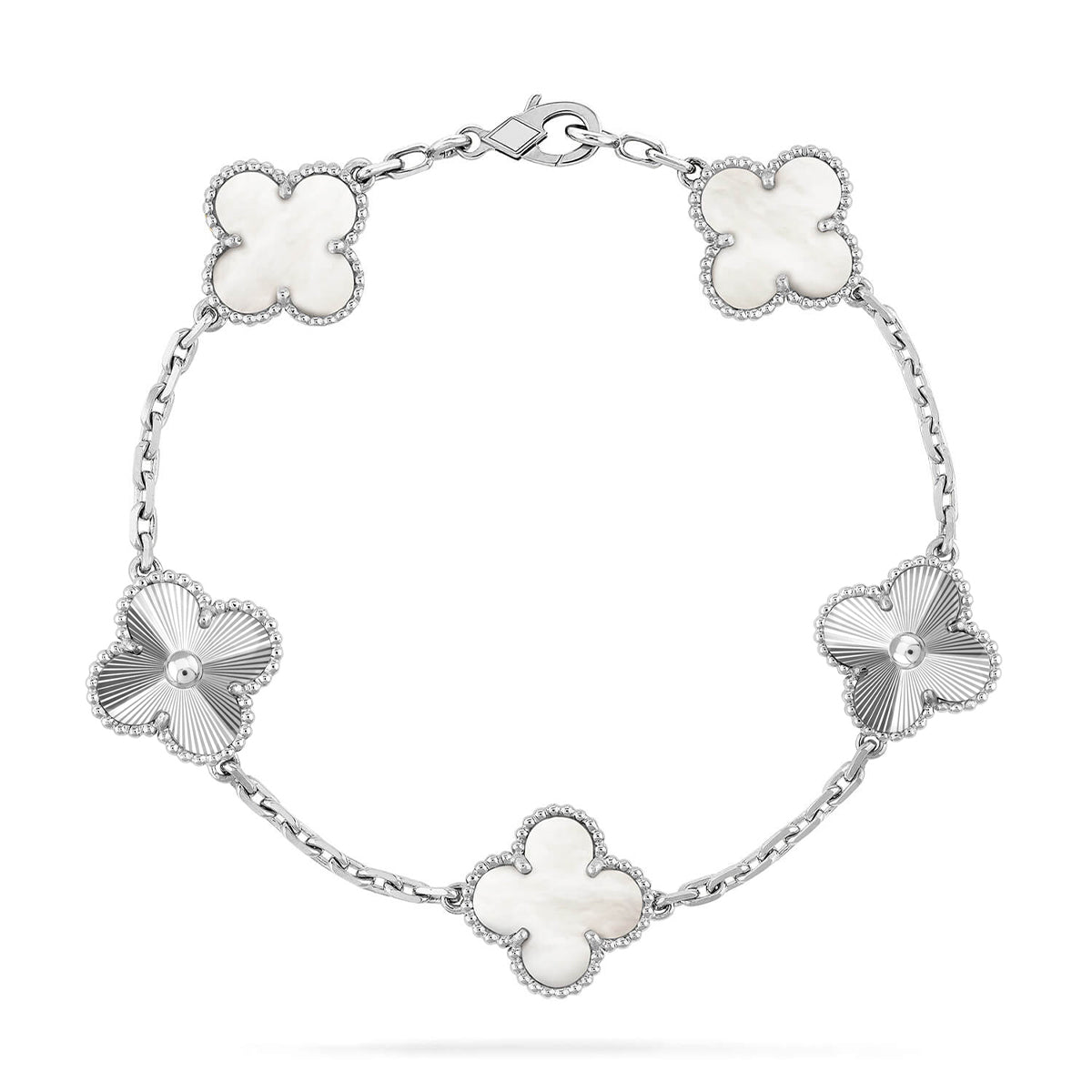 [Mystic]CLOVER WHITE PEARL MOP 5 MOTIF BRACELET COLLECTION