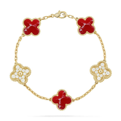[Mystic]CLOVER 5 MOTIF RED PATTERN BRACELET COLLECTION