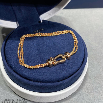 [Mystic]FORCE SMALL HORSESHOE  DIAMOND CHAIN ROPE BRACELET