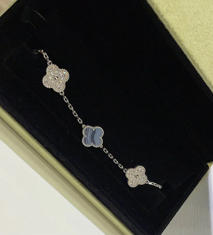 [Mystic] CLOVER 5 MOTIF PURPLE CHALCEDONY BRACELET COLLECTION