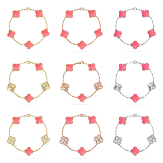 [Mysitc ]New  CLOVER 5 MOTIFS  PINK MOP BRACELET COLLECTION