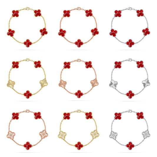 [Mysitc ]New CLOVER 5 MOTIF RED PATTERN BRACELET COLLECTION