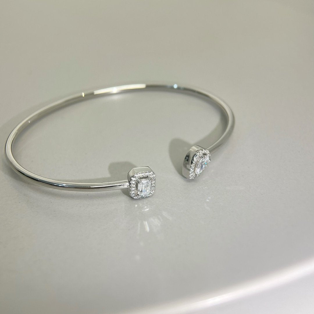 [Mystic ]JONC FLEX MY TWIN TOI & MOI SILVER DIAMOND BRACELET