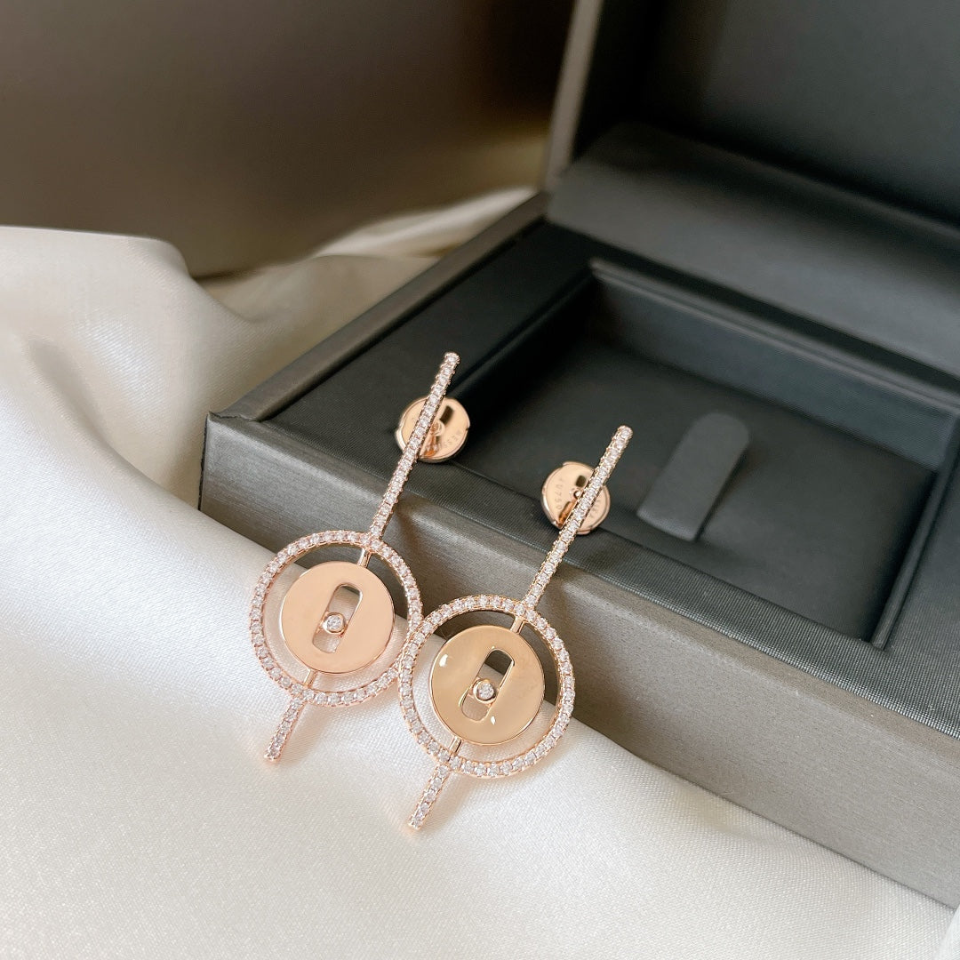 [Mystic ]Mystic  MOVE ARROW PINK GOLD DIAMOND EARRINGS