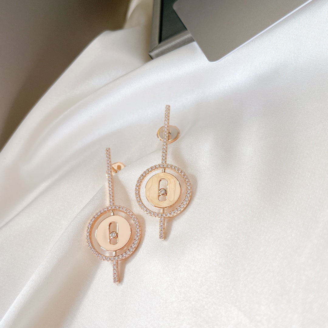 [Mystic ]Mystic  MOVE ARROW PINK GOLD DIAMOND EARRINGS