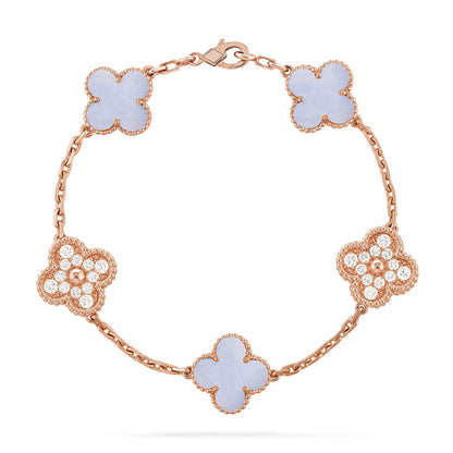 [Mystic] CLOVER 5 MOTIF PURPLE CHALCEDONY BRACELET COLLECTION