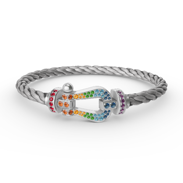 [Mystic]FORC LARGE HORSESHOE  COLORED DIAMOND BRACELET SILVER
