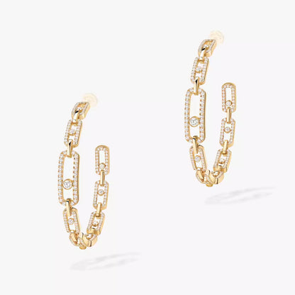 [[Mystic ]Move Link Diamond Hoop Earrings