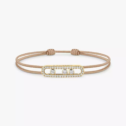 [Mystic ]Messika Care(s) pink cord pavé bracelet