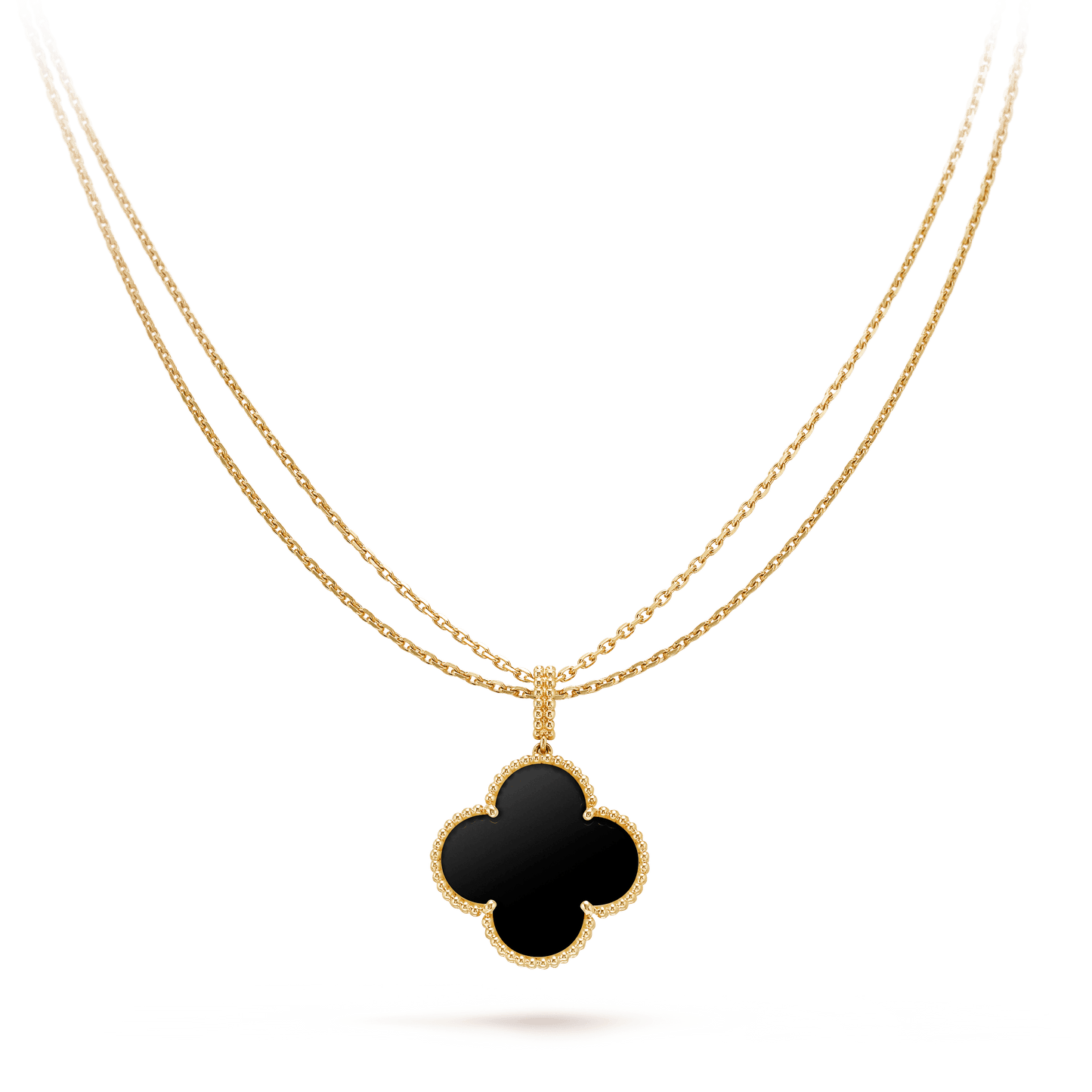 [Mystic]CLOVER 25MM GOLD ONYX BIG CLOVER NECKLACE